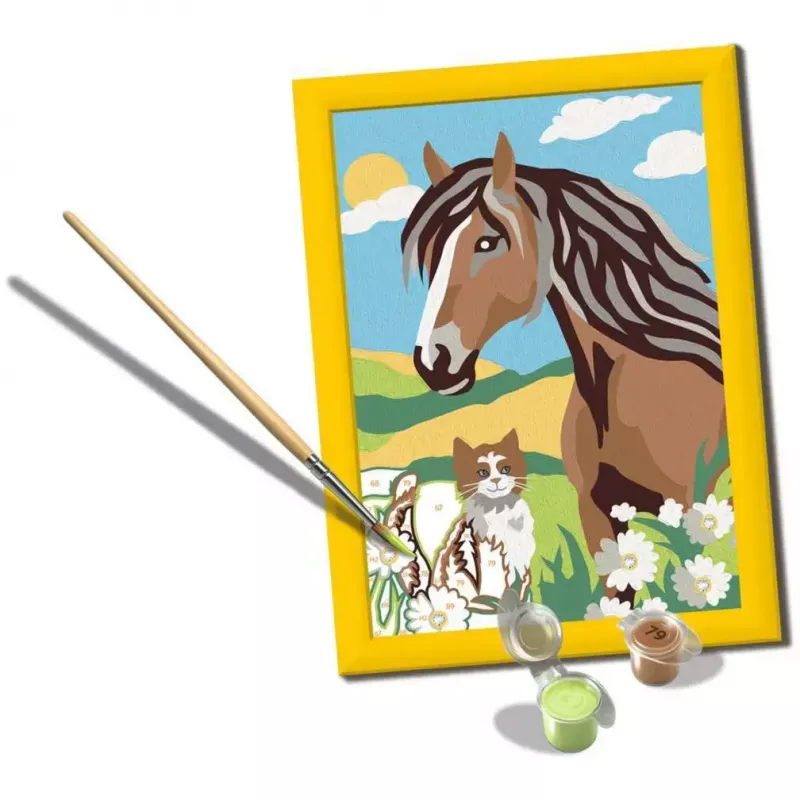 Malset Ravensburger CreArt – Pferd- und Kätzchen-Motiv, Malen-nach-Zahlen-Kreativset