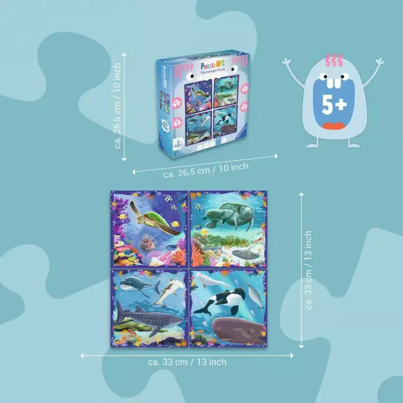 Ravensburger UP! Meeresbewohner Puzzle — Set mit 64, 72, 81, 90 Teilen