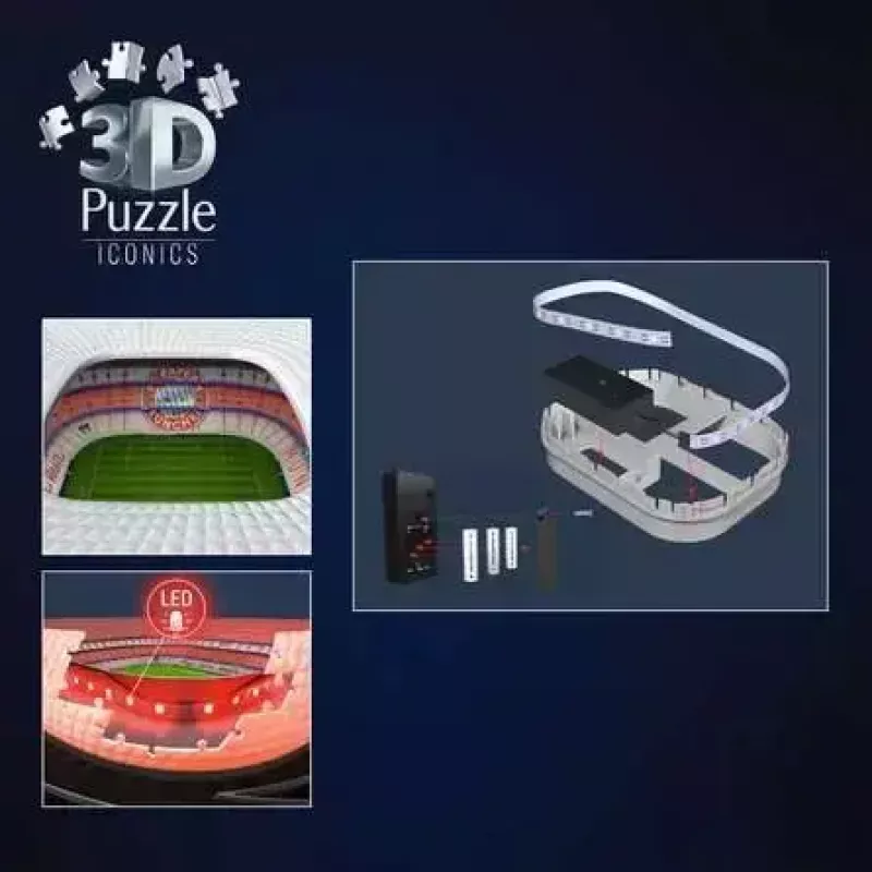3D-Puzzle Ravensburger Iconics Allianz Arena mit Licht, 216 Teile