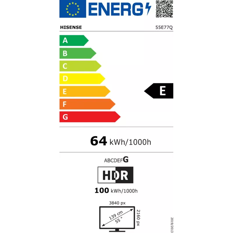 Hisense 55E77Q 139,7 cm (55 Zoll) 4K Ultra HD Smart TV Wi-Fi Schwarz
