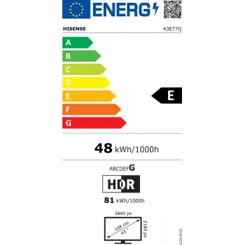 Hisense 43E77Q 109,2 cm (43 Zoll) 4K Ultra HD Smart TV Wi-Fi Schwarz