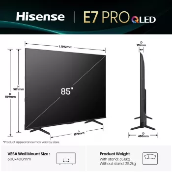 Hisense 85E77Q PRO 2,16 m (85 Zoll) 4K Ultra HD Smart TV Wi-Fi Schwarz