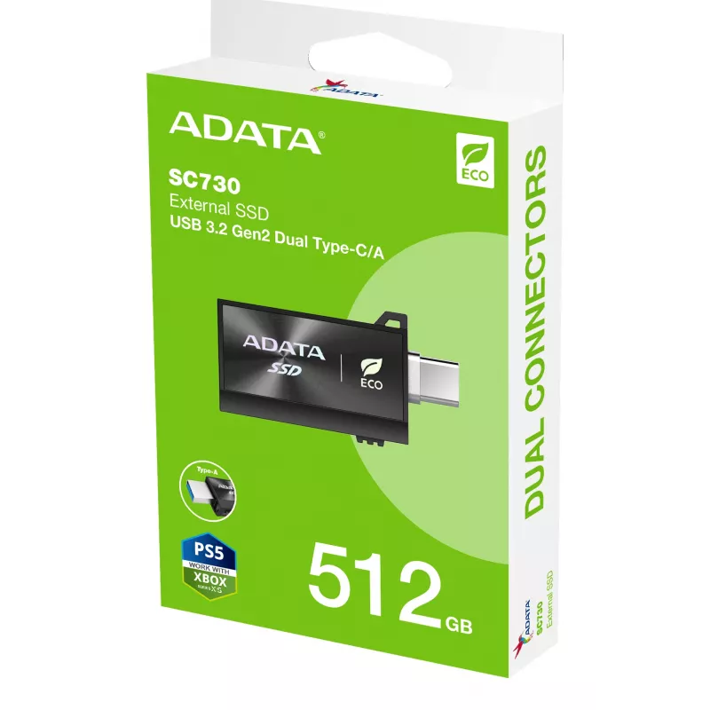 ADATA SC730 512 GB USB Type-C 3.2 Gen 2 (3.1 Gen 2) Schwarz