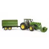 Traktor BRUDER John Deere 7R 350 mit Frontlader und Tandemachskipper, Kunststoff, ab 3 Jahren