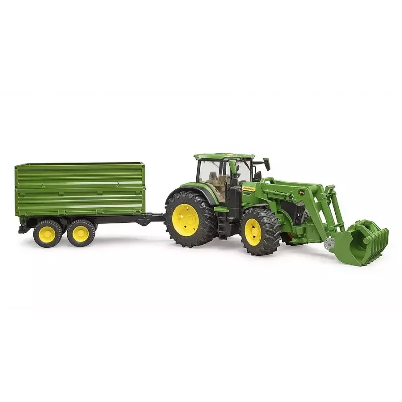 Traktor BRUDER John Deere 7R 350 mit Frontlader und Tandemachskipper, Kunststoff, ab 3 Jahren