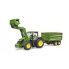 Traktor BRUDER John Deere 7R 350 mit Frontlader und Tandemachskipper, Kunststoff, ab 3 Jahren