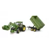 Traktor BRUDER John Deere 7R 350 mit Frontlader und Tandemachskipper, Kunststoff, ab 3 Jahren