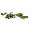 Traktor BRUDER John Deere 7R 350 mit Frontlader und Tandemachskipper, Kunststoff, ab 3 Jahren
