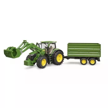 Traktor BRUDER John Deere 7R 350 mit Frontlader und Tandemachskipper, Kunststoff, ab 3 Jahren