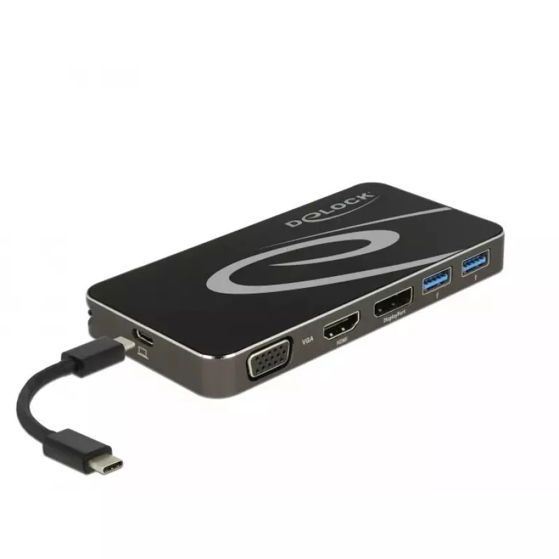 Dockingstation DeLOCK USB Type-C 3.2 4K HDMI DP 1080p VGA USB Hub PD 3.0
