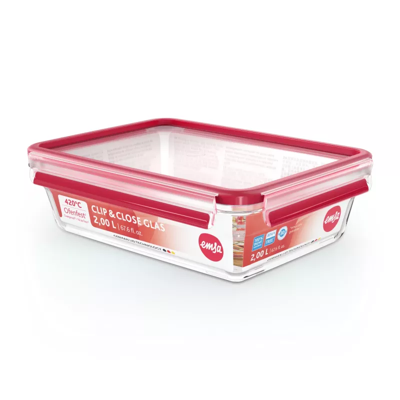 EMSA CLIP & CLOSE N10411 Rechteckige Box 2 L Transparent 1 Stück