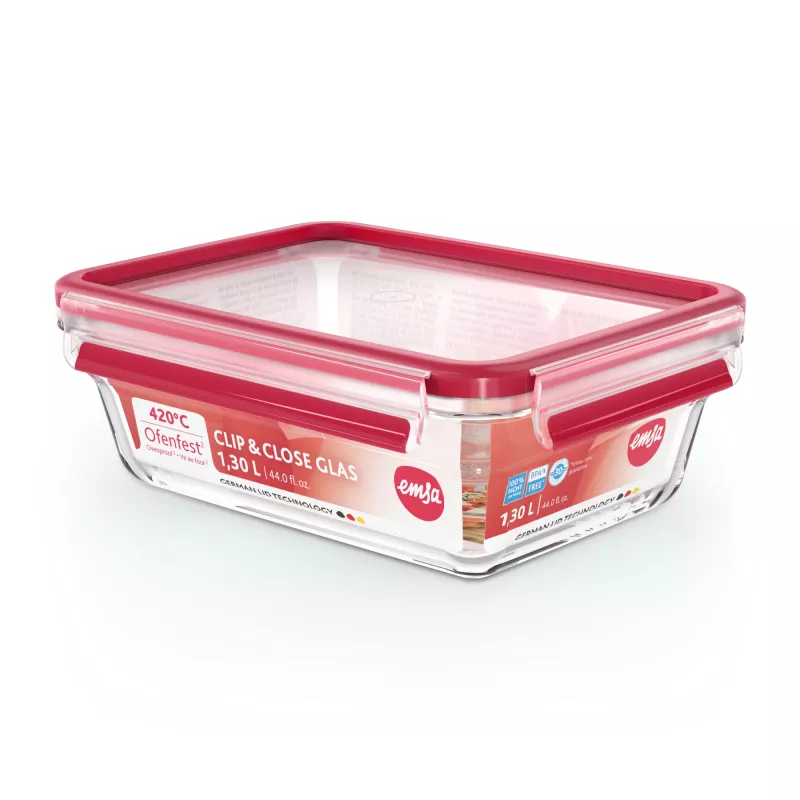 EMSA CLIP & CLOSE N10410 Rechteckige Box 1,3 L Transparent 1 Stück