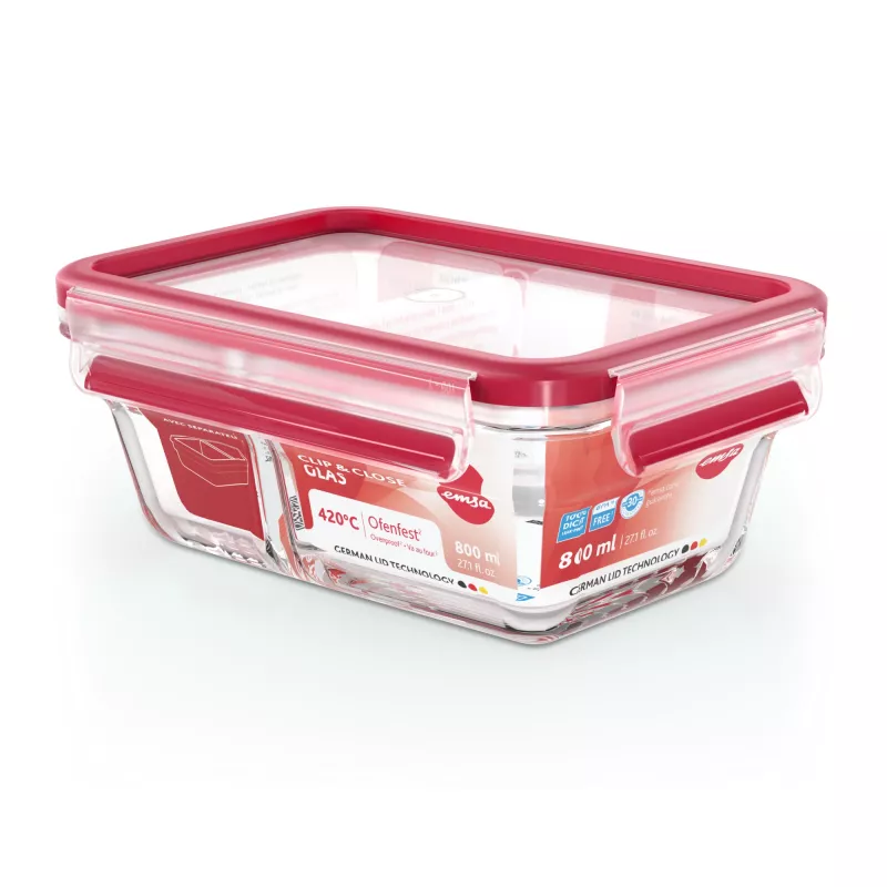 EMSA CLIP & CLOSE N10407 rechteckige Box 0,8 L transparent 1 Stück