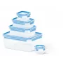 EMSA CLIP & CLOSE 508568 Aufbewahrungsbehälter für Lebensmittel Rechteckig Set 3,7 L Blau, Transparent 5 Stück
