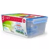 EMSA CLIP & CLOSE 508568 Aufbewahrungsbehälter für Lebensmittel Rechteckig Set 3,7 L Blau, Transparent 5 Stück