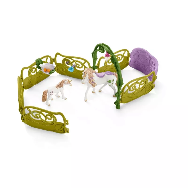 schleich BAYALA Glitzerndes Blumenhaus mit Einhörnern, See und Stall