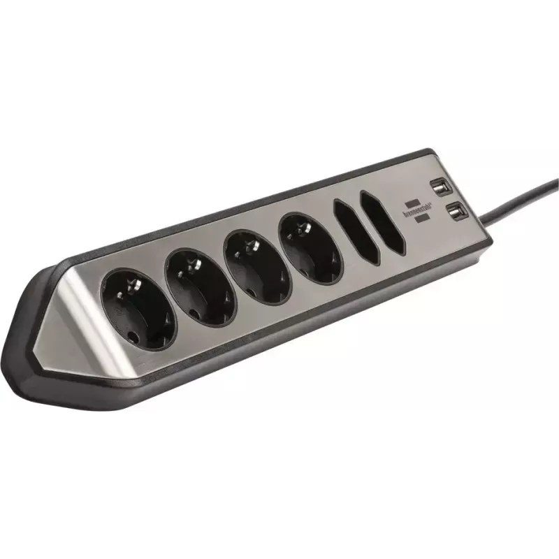 Steckdosenleiste Brennenstuhl 1153590610 2 m 6 AC-Ausgänge Innenbereich Schwarz Silber