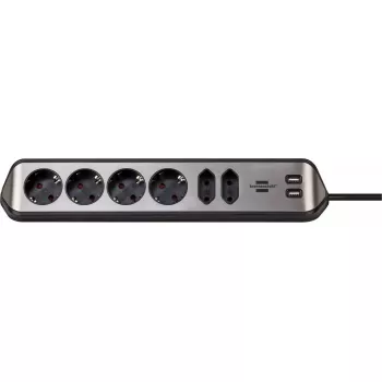 Steckdosenleiste Brennenstuhl 1153590610 2 m 6 AC-Ausgänge Innenbereich Schwarz Silber