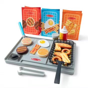 Melissa & Doug Flip & Fry Grill Spielset mit Water WOW! Farbwechsel-Spielzeugessen, Vorschulspielzeug ab 3 Jahren