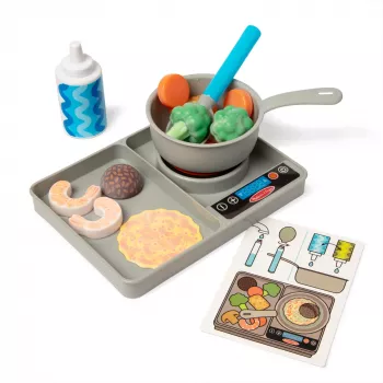 Melissa & Doug Simmer & Stir Stovetop Play Set mit Water WOW Color Reveal Spielzeug-Essen, Vorschulspielzeug ab 3 Jahren