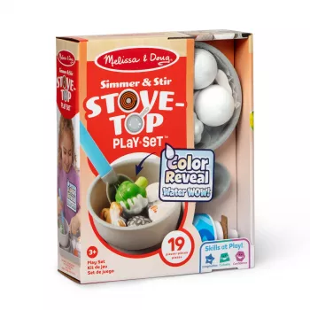 Melissa & Doug Simmer & Stir Stovetop Play Set mit Water WOW Color Reveal Spielzeug-Essen, Vorschulspielzeug ab 3 Jahren