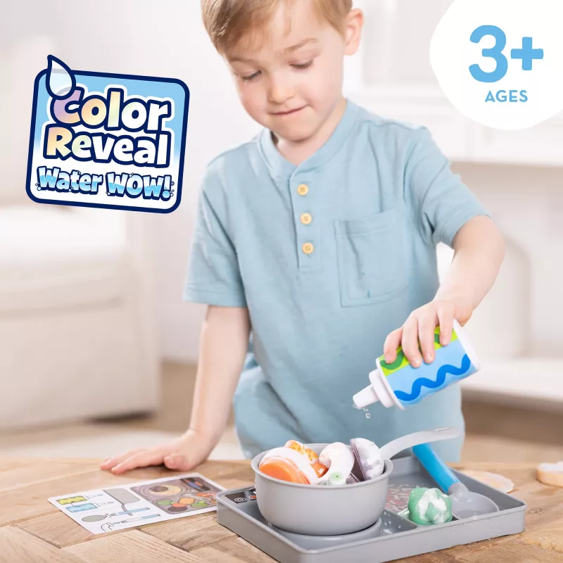 Melissa & Doug Simmer & Stir Stovetop Play Set mit Water WOW Color Reveal Spielzeug-Essen, Vorschulspielzeug ab 3 Jahren