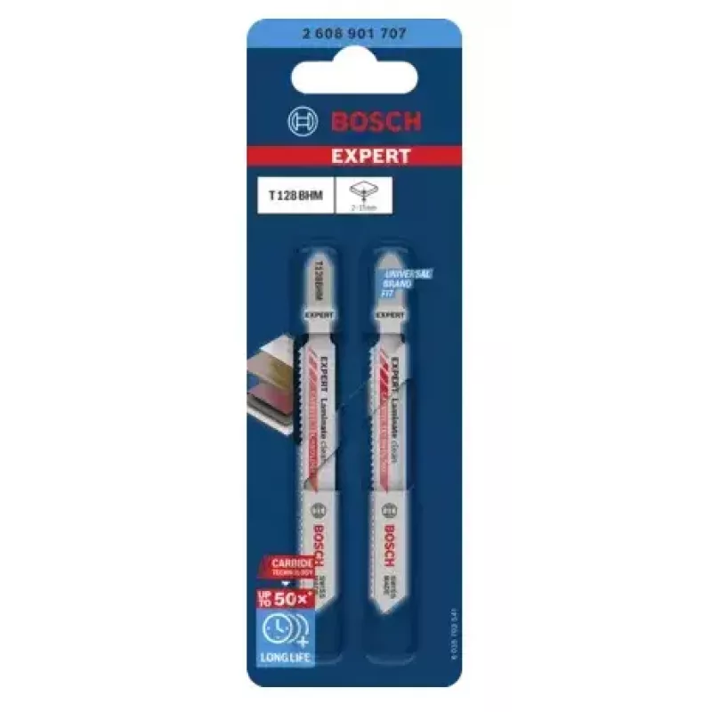 Stichsägeblatt Bosch T128BHM Carbide 2 Stück für Laminat PVC