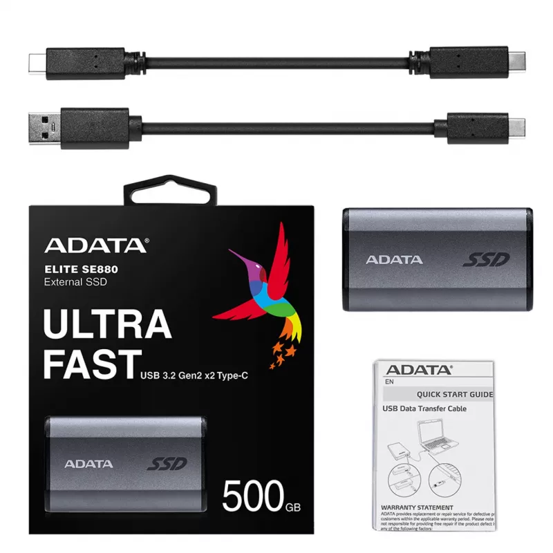 ADATA SE880 500 GB USB Type-C 3.2 Gen 2 (3.1 Gen 2) Wi-Fi Grau