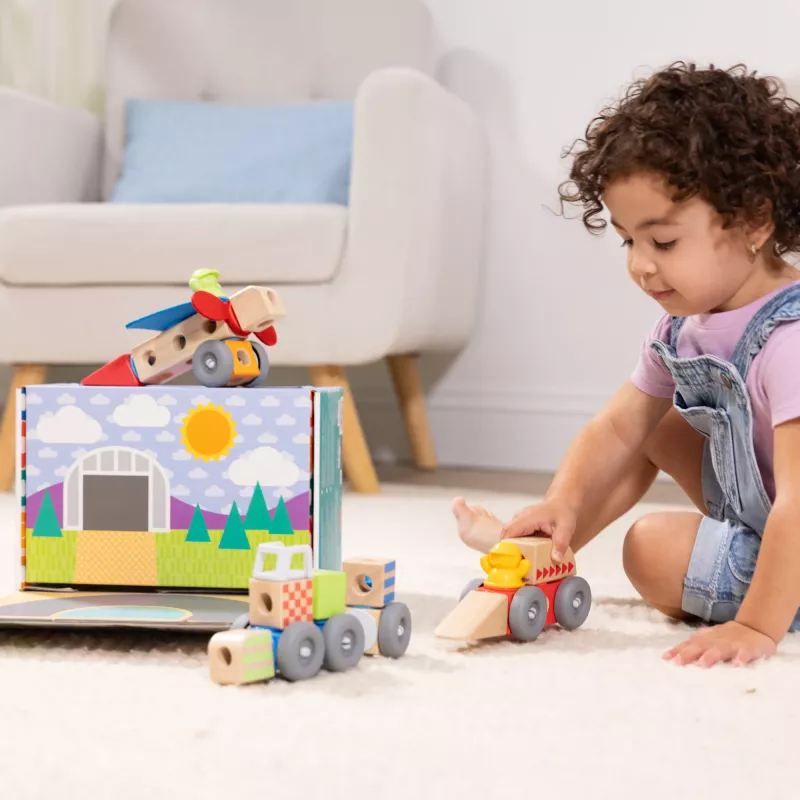 Holz-Steck- und Spiel-Fahrzeugbausatz Melissa & Doug Blockables, 54 Stück, verbindbar, FSC-zertifiziert