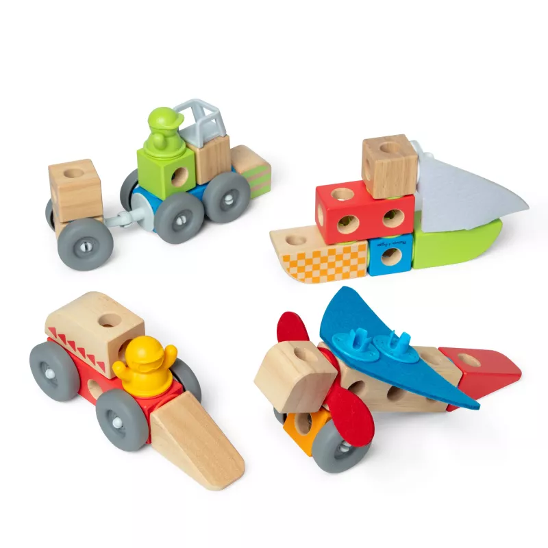 Holz-Steck- und Spiel-Fahrzeugbausatz Melissa & Doug Blockables, 54 Stück, verbindbar, FSC-zertifiziert