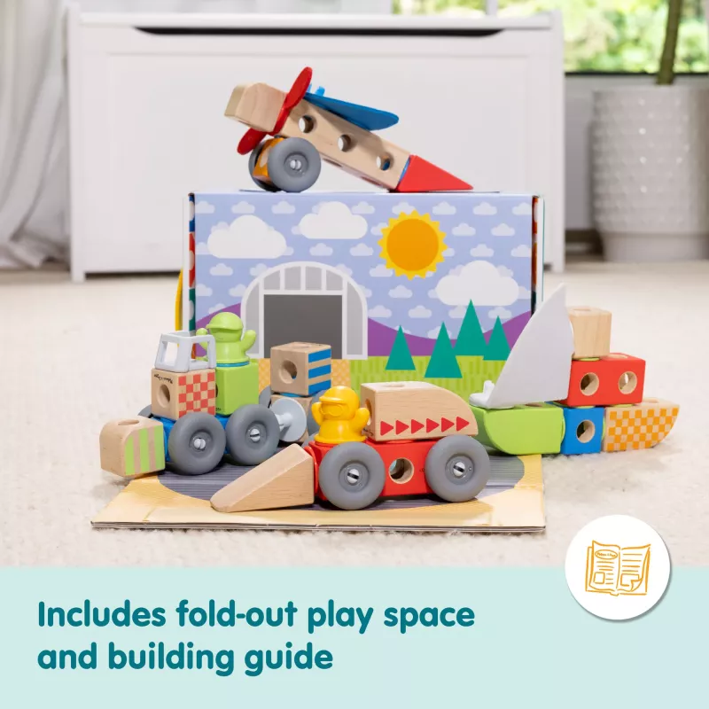 Holz-Steck- und Spiel-Fahrzeugbausatz Melissa & Doug Blockables, 54 Stück, verbindbar, FSC-zertifiziert