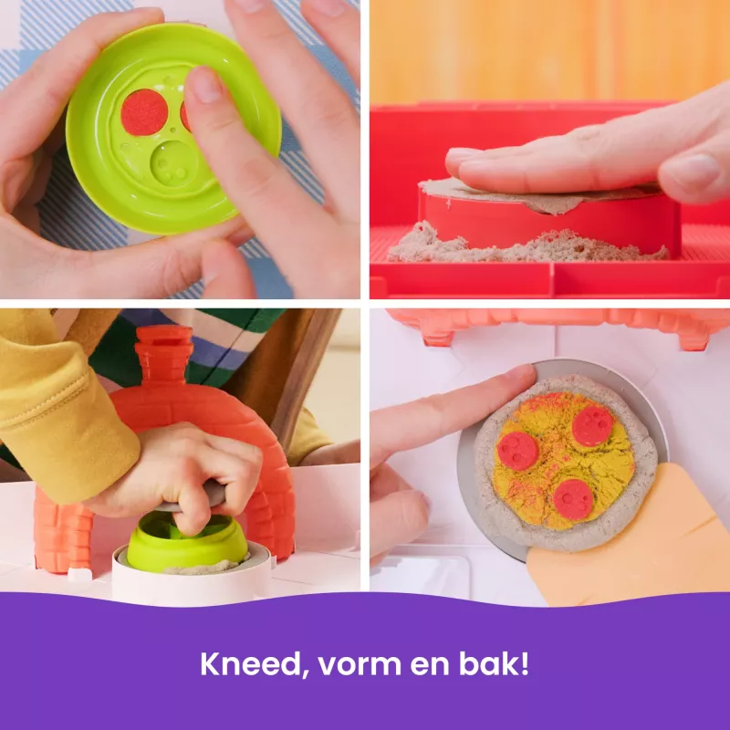 Kinetic Sand, SquishPizza Aufgehender Pizzaofen Spielset, Kreative Ostergeschenke, Enthält 1 lb formbaren Spielsand & 5 Werkzeuge, Spielzeuglebensmittel Kunsthandwerk Kinderspielzeug