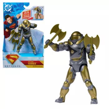 Actionfigur Superman Hammer of Boravia 6 Zoll, Filmstil, enthält 2 Zubehörteile, Gold/Grau