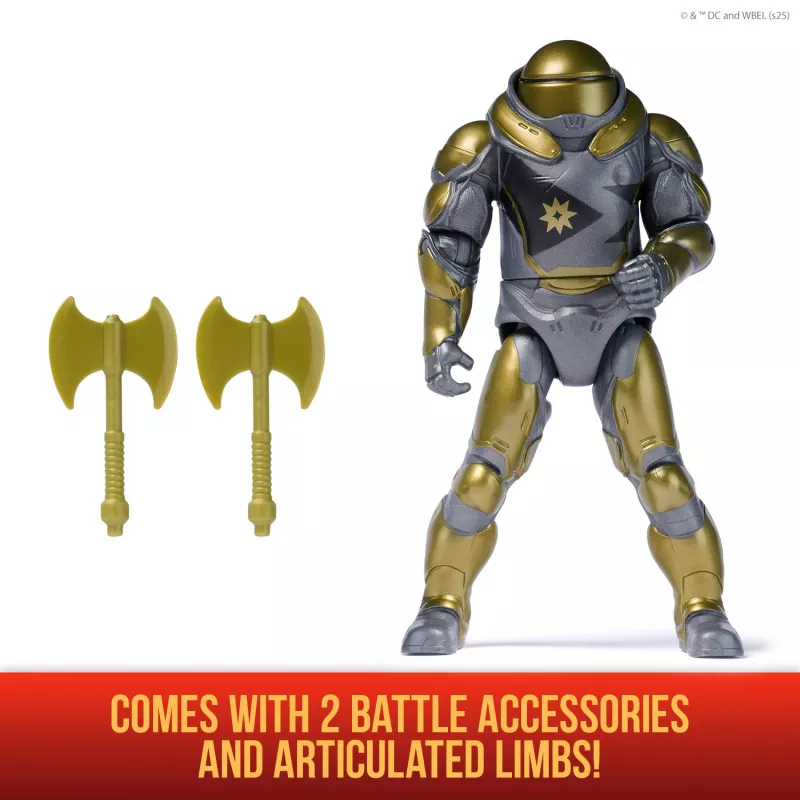 Actionfigur Superman Hammer of Boravia 6 Zoll, Filmstil, enthält 2 Zubehörteile, Gold/Grau