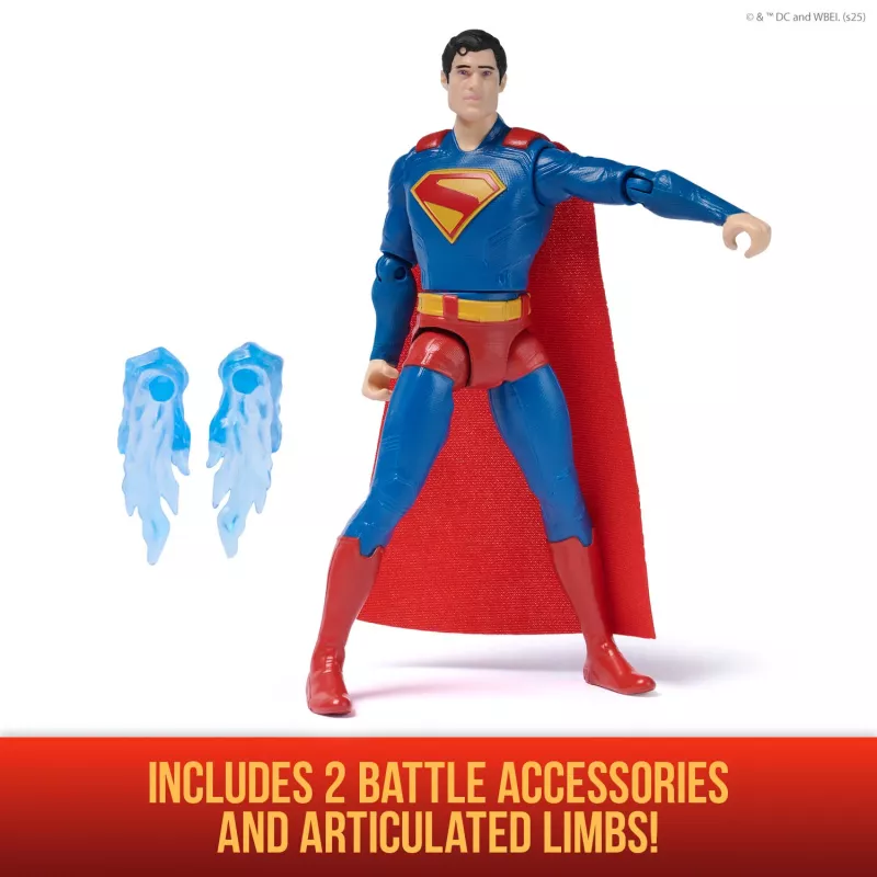 DC Comics, SUPERMAN Epic Strike Actionfigur, 15 cm groß, authentisches Film-Styling, enthält 2 Zubehörteile, Spielzeug für Jungen und Mädchen ab 4 Jahren