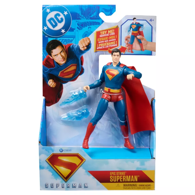 DC Comics, SUPERMAN Epic Strike Actionfigur, 15 cm groß, authentisches Film-Styling, enthält 2 Zubehörteile, Spielzeug für Jungen und Mädchen ab 4 Jahren