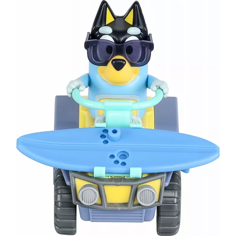 Moose Toys Bluey S9 Figur & Fahrzeug-Set Strand-Quad mit Bandit