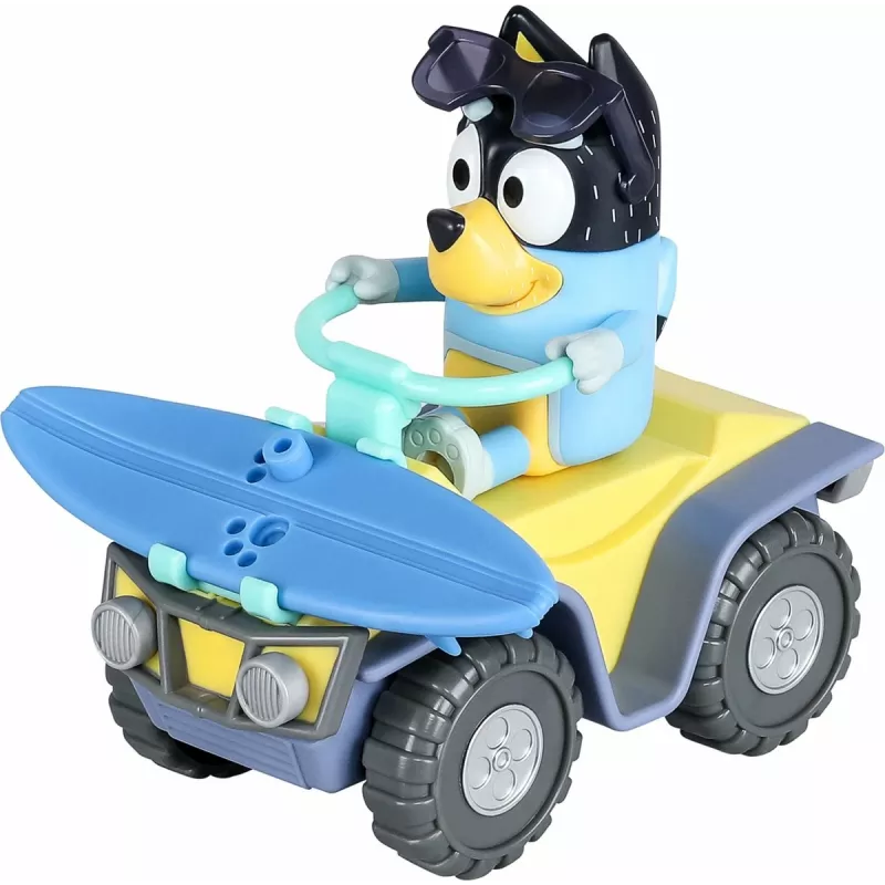 Moose Toys Bluey S9 Figur & Fahrzeug-Set Strand-Quad mit Bandit