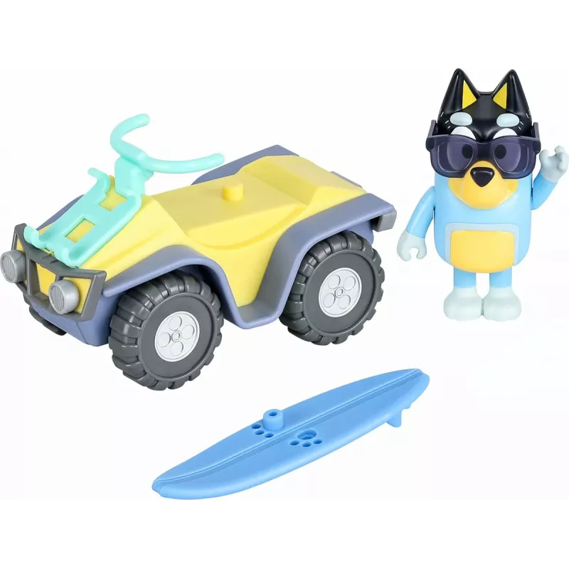 Moose Toys Bluey S9 Figur & Fahrzeug-Set Strand-Quad mit Bandit