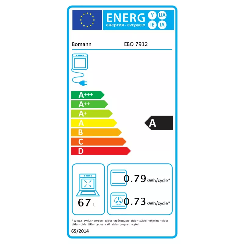 Einbau-Elektrobackofen BOMANN EBO 7912 — 67 l, 3650 W, Touch-Bedienung, Pyrolyse-Reinigung, schwarz
