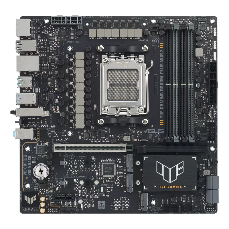 Motherboard ASUS TUF GAMING B850M-PLUS WIFI7 micro ATX, AMD B850, Sockel AM5, DDR5, 4 DIMM, 256GB, Wi‑Fi 7, 2,5Gb LAN