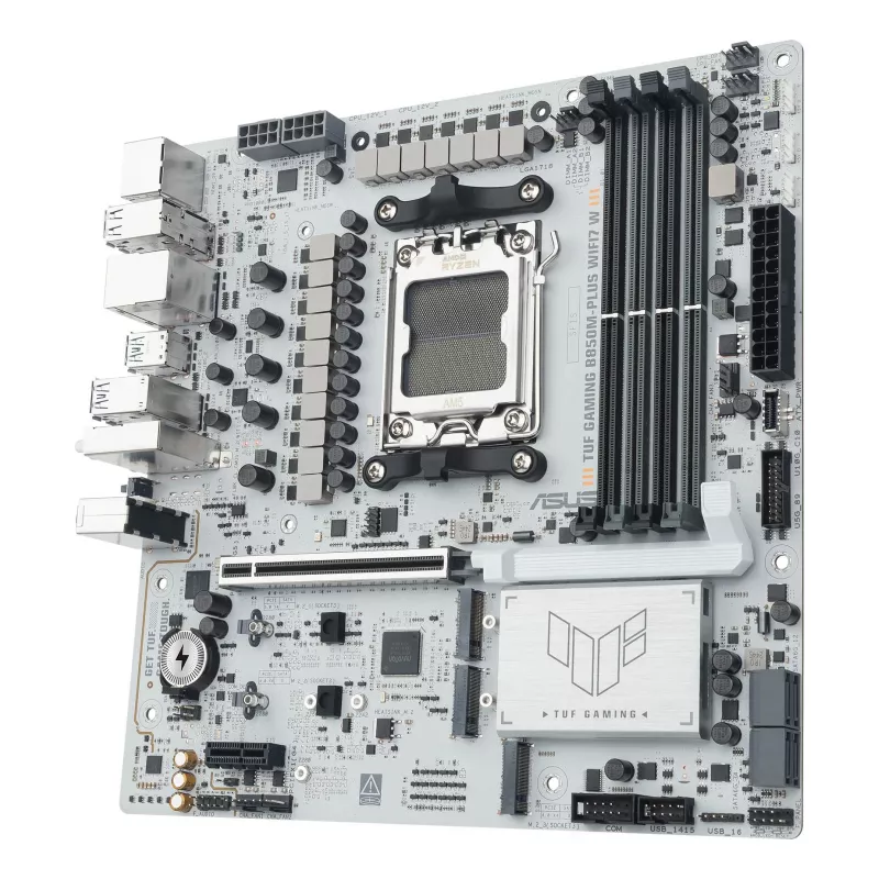 Motherboard ASUS TUF GAMING B850M-PLUS WIFI7 W, AMD B850, Sockel AM5, micro ATX, DDR5, 4×DIMM, bis zu 256 GB, Wi‑Fi 7, 2,5Gb Ethernet