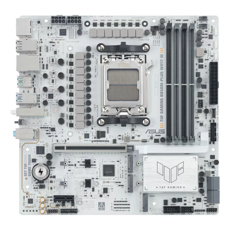Motherboard ASUS TUF GAMING B850M-PLUS WIFI7 W, AMD B850, Sockel AM5, micro ATX, DDR5, 4×DIMM, bis zu 256 GB, Wi‑Fi 7, 2,5Gb Ethernet