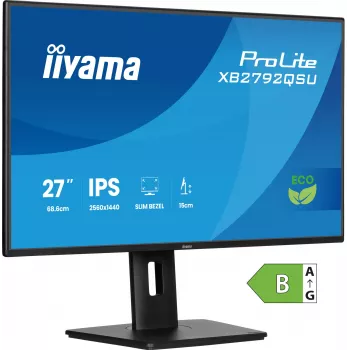 Monitor IIYAMA ProLite XB2792QSU-B1 27” IPS QHD 2560×1440 3 ms 178° VESA höhenverstellbarer Standfuß USB 3.2 Hub Lautsprecher schwarz B Energie