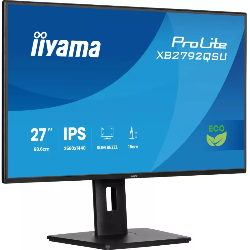 Monitor IIYAMA ProLite XB2792QSU-B1 27” IPS QHD 2560×1440 3 ms 178° VESA höhenverstellbarer Standfuß USB 3.2 Hub Lautsprecher schwarz B Energie