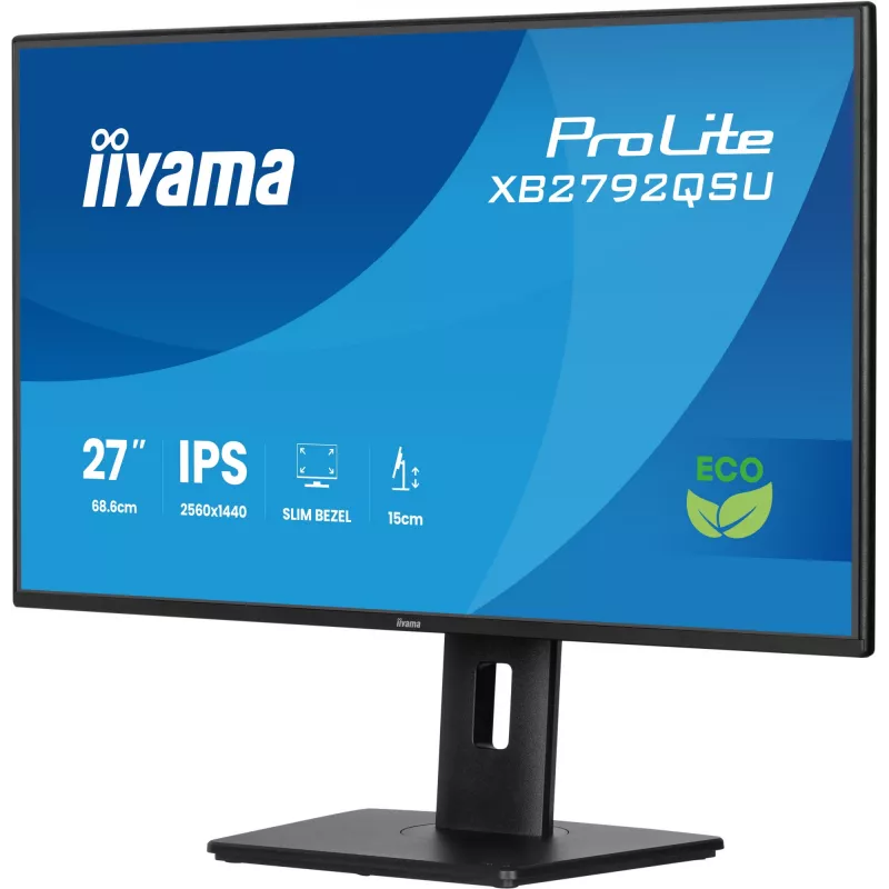 Monitor IIYAMA ProLite XB2792QSU-B1 27” IPS QHD 2560×1440 3 ms 178° VESA höhenverstellbarer Standfuß USB 3.2 Hub Lautsprecher schwarz B Energie