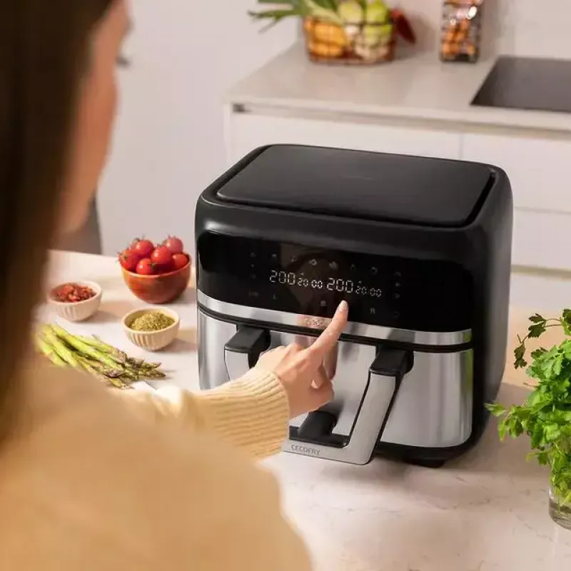 Heißluftfritteuse Cecotec Cecofry Dual 9000 9 L 2850 W Schwarz Edelstahl