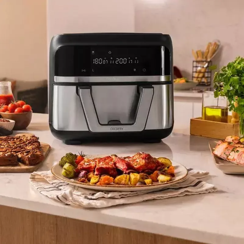 Heißluftfritteuse Cecotec Cecofry Dual 9000 9 L 2850 W Schwarz Edelstahl