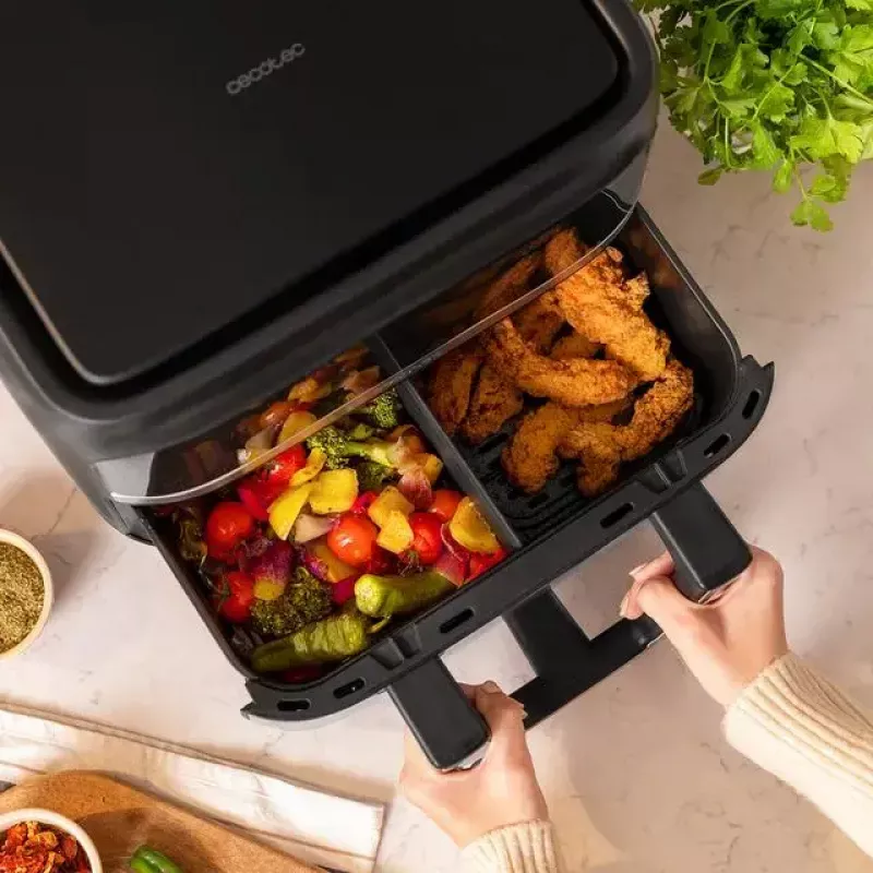 Heißluftfritteuse Cecotec Cecofry Dual 9000 9 L 2850 W Schwarz Edelstahl