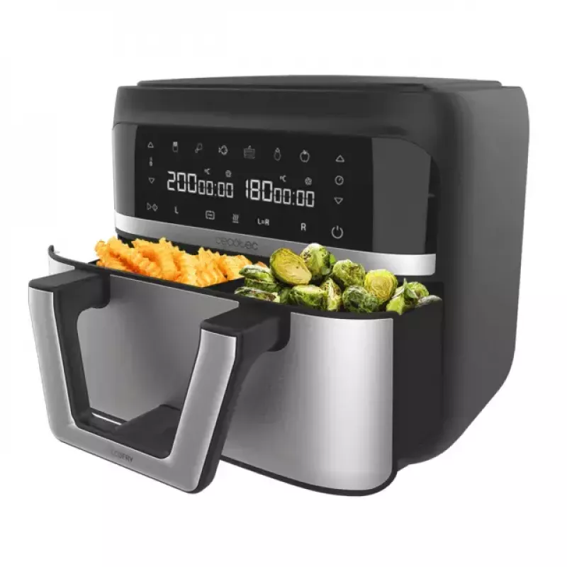 Heißluftfritteuse Cecotec Cecofry Dual 9000 9 L 2850 W Schwarz Edelstahl